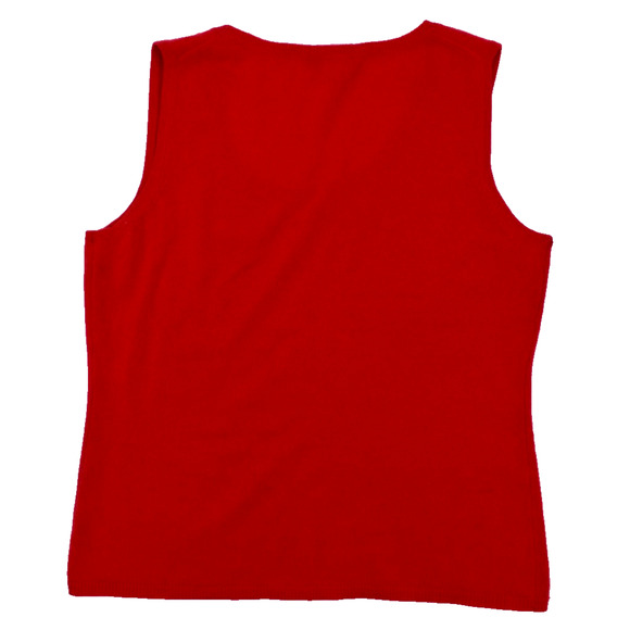SAFFRON Cashmere Sleeveless Top Fall Sweater Vest - Red-Orange - Womens Large - Picture 2 of 4
